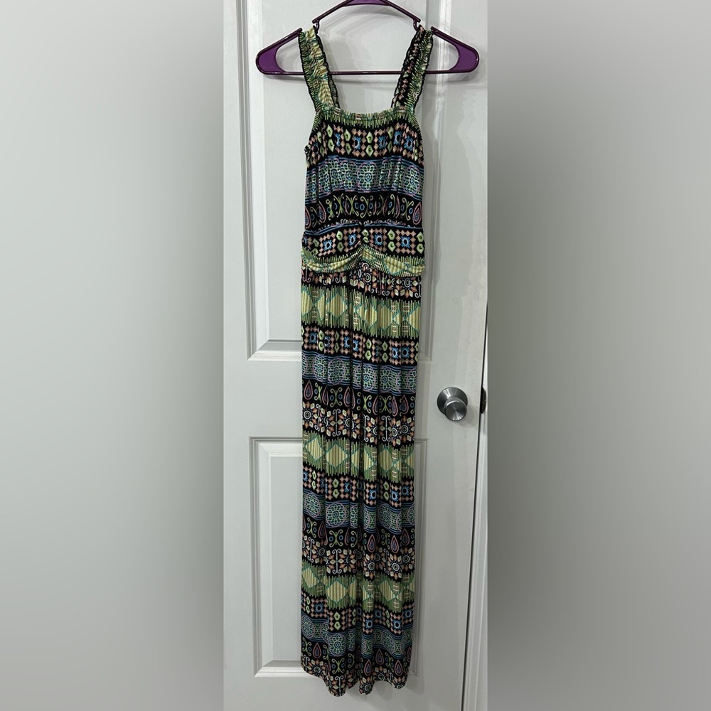 Patterned Maxi Dress- Black and Green